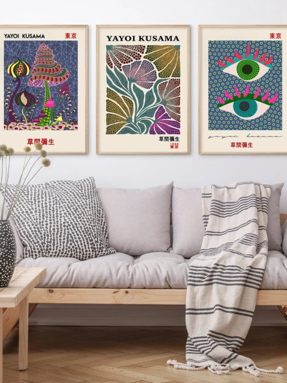set of 3 Yayoi Kusama art prints